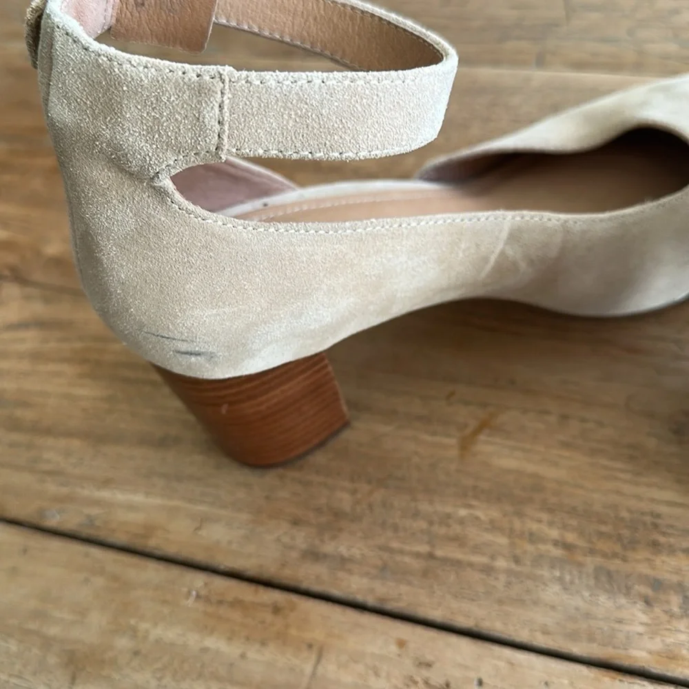 Soludos Gemma Heel – Size 8 – Neutral Suede Block Heel – Anthropologie